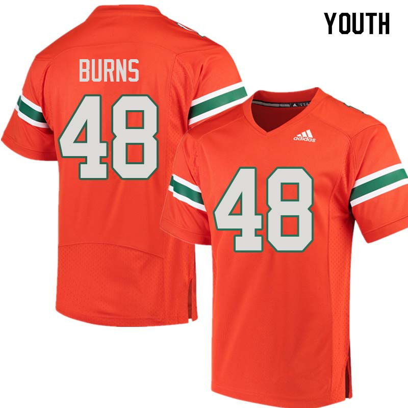 Youth Miami Hurricanes #48 Thomas Burns College Football Jerseys Sale-Orange - Click Image to Close